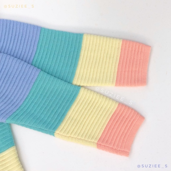 UNIF Frost Pastel Rainbow Striped Oversized Ribbed Mockneck Sweater XS - Picture 6 of 16